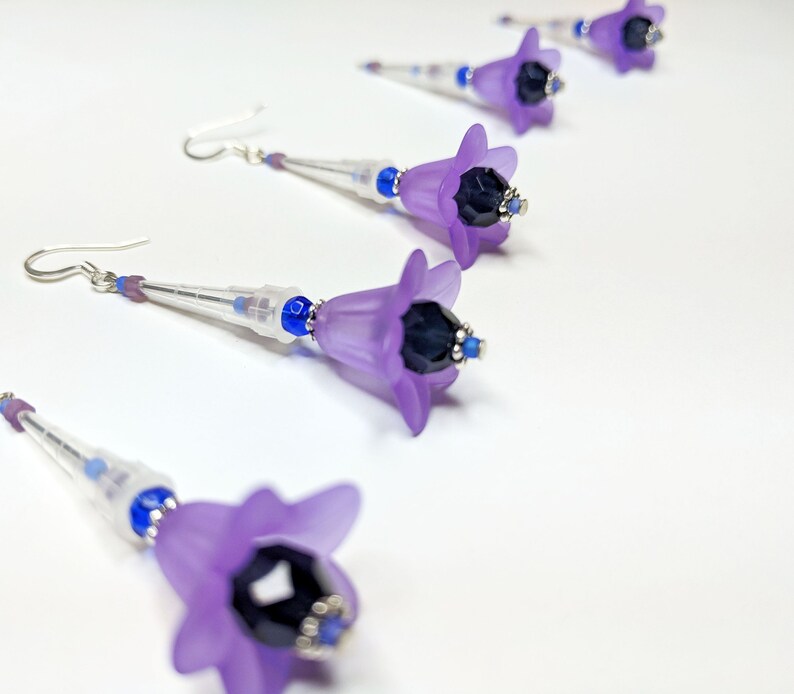 Purple and Blue Pipette Tip Flower Earrings Fun Jewelry for Scientists image 1