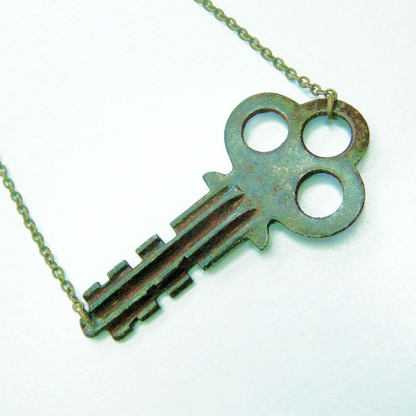 Antique Key Necklace - repurposed recycled antique key with natural patina