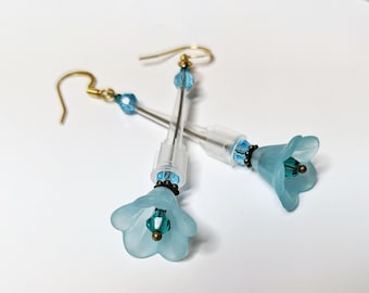 Teal / Aqua Pipette Tip Flower Earrings - Fun Jewelry for Scientists