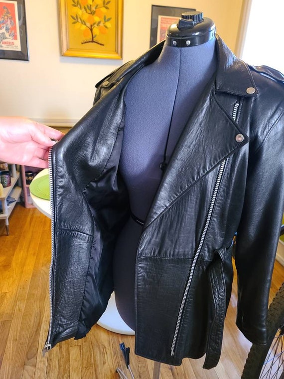 Vintage Womens Leather Motorcycle Jacket Punk Roc… - image 2