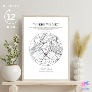 Personalisierte wo wir uns trafen, Landkarte, wo alles begann, Paar Karte, Geschenk für sie, Geschenk für ihn, Jahrestagsgeschenk, Geschenk für sie