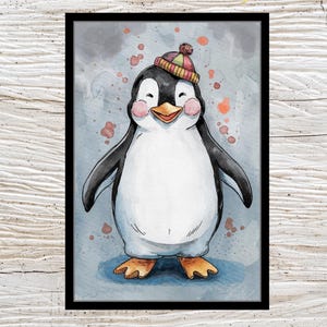 Pinguin Aquarell Kinder Wand Kunst Tier Druck Pinguin Poster Gender Neutral Kinderzimmer Zimmer Dekor