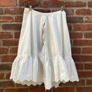 Antique Victorian White Cotton Split Bloomers/Pantaloons