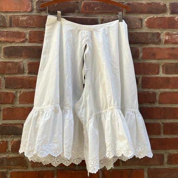 Antique Victorian White Cotton Split Bloomers/Pant
