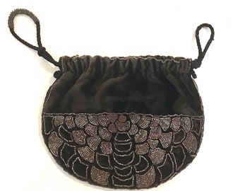 Early 20th Century Beaded Velvet Pouch