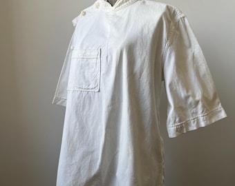 Witte katoenen koksjas uit de jaren 40 en 50