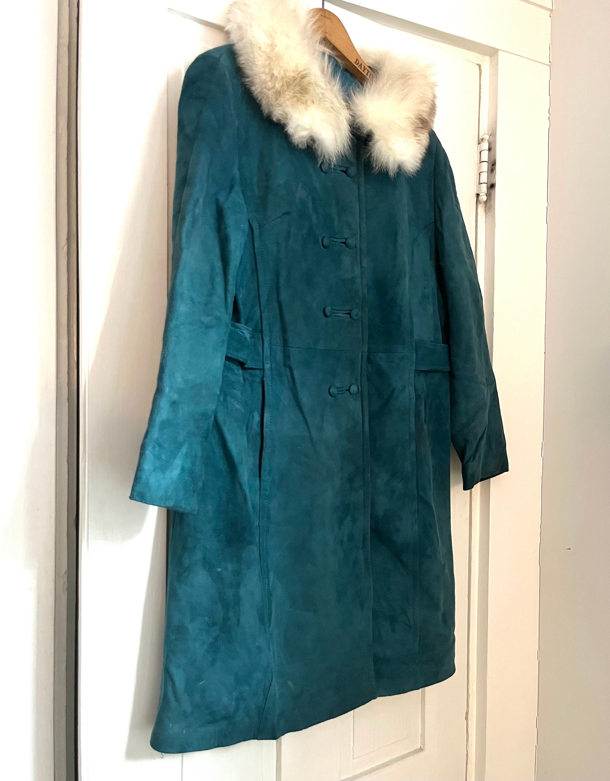 Blue suede coat online