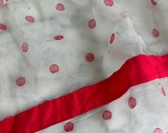 1950s 1960s Red Dotted Swiss Valance