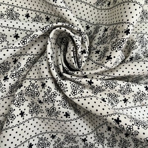 Vintage Schwarz-Weiß Floral Dot Baumwollstoff
