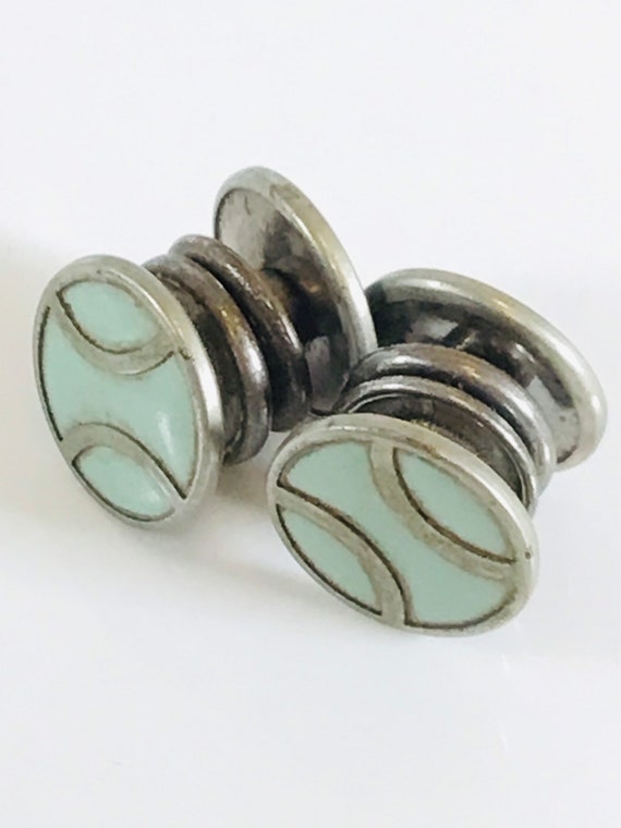 Art Deco Aqua Glass Cufflinks