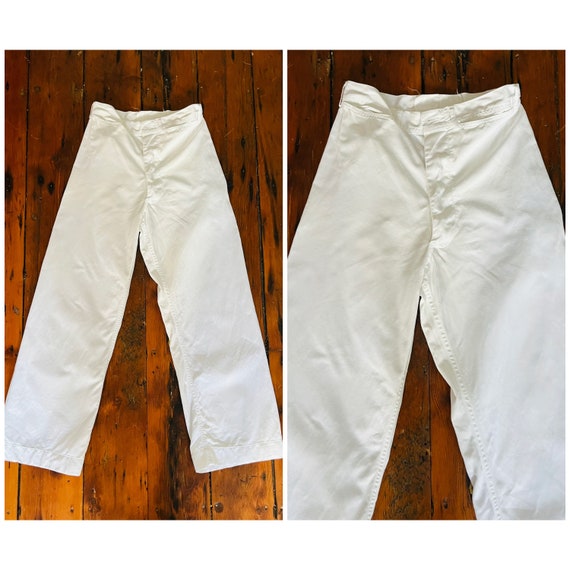 Genuine U.S. Navy White Cotton Sailor Pants/Inspe… - image 1
