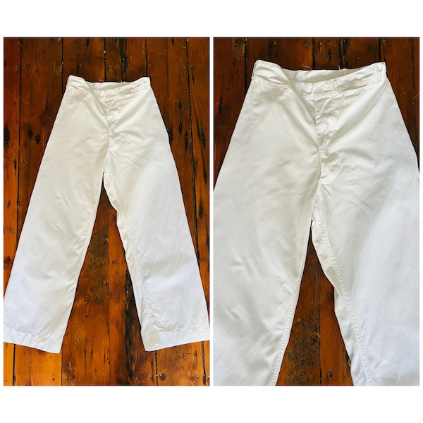 Genuine U.S. Navy White Cotton Sailor Pants/Inspection Whites/28”Waist
