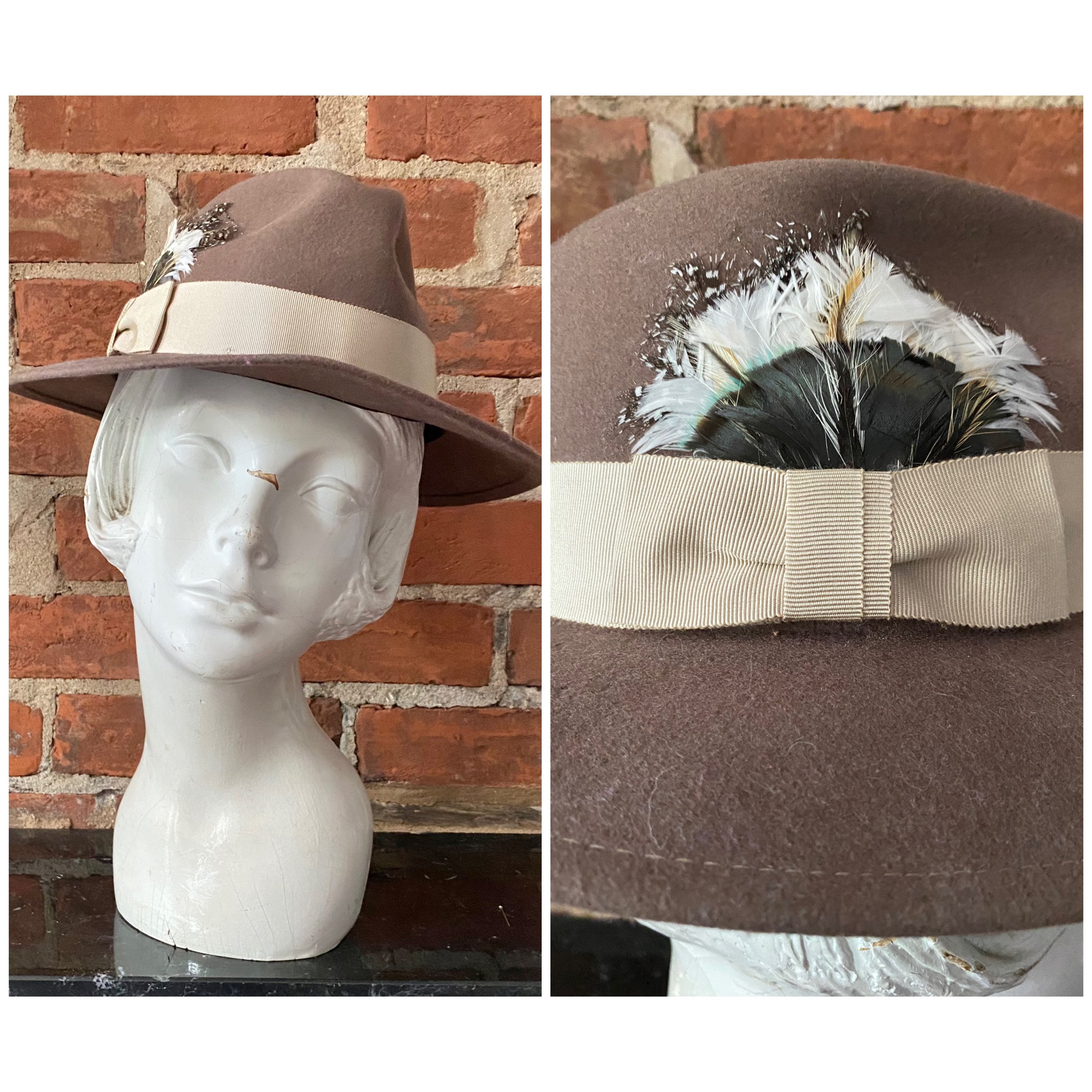Liz Claiborne Felt Fedora With Feather Accent - Etsy display picture 1
