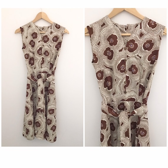1960s Flower Power Polyester Dress - image 1