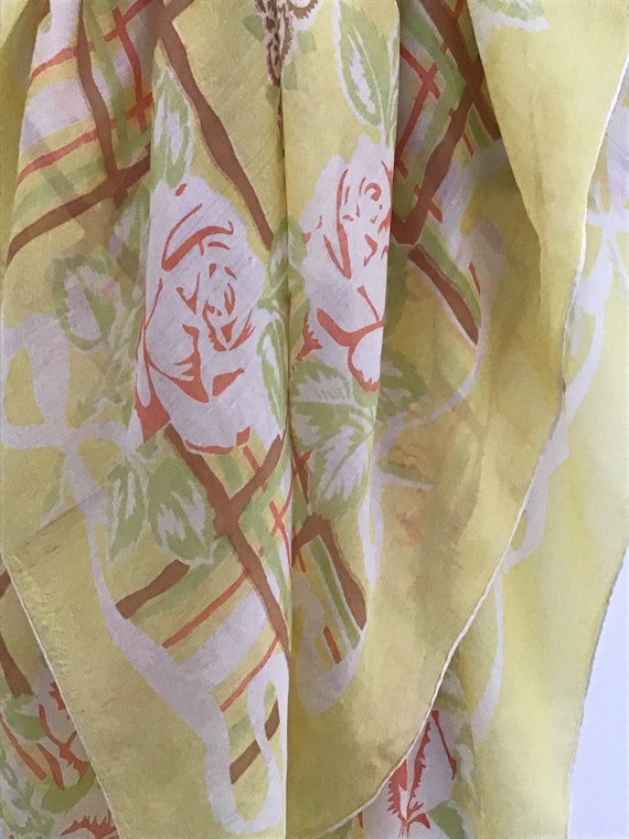 Vintage Yellow Silk Scarf - image 4