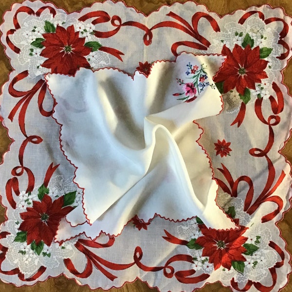 Vintage Christmas and Embroidered Handkerchiefs