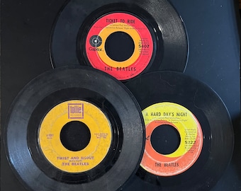 Vintage The Beatles 45s-Paquete de tres