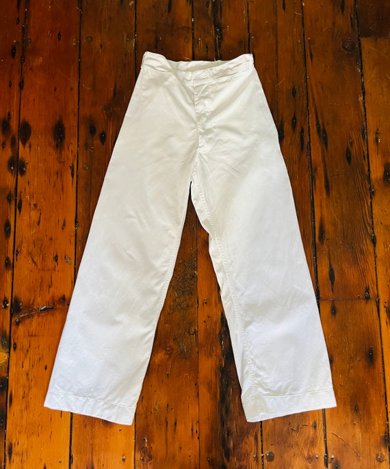 Genuine U.S. Navy White Cotton Sailor Pants/Inspe… - image 2