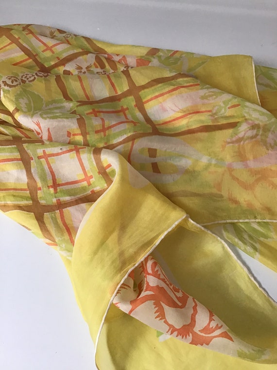 Vintage Yellow Silk Scarf - image 3