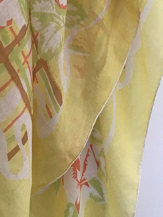 Vintage Yellow Silk Scarf - image 7