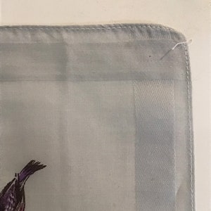 Pu&ograve; includere: Un fazzoletto di colore azzurro chiaro con un bordo bianco e un piccolo disegno di uccello nell'angolo in basso a sinistra.