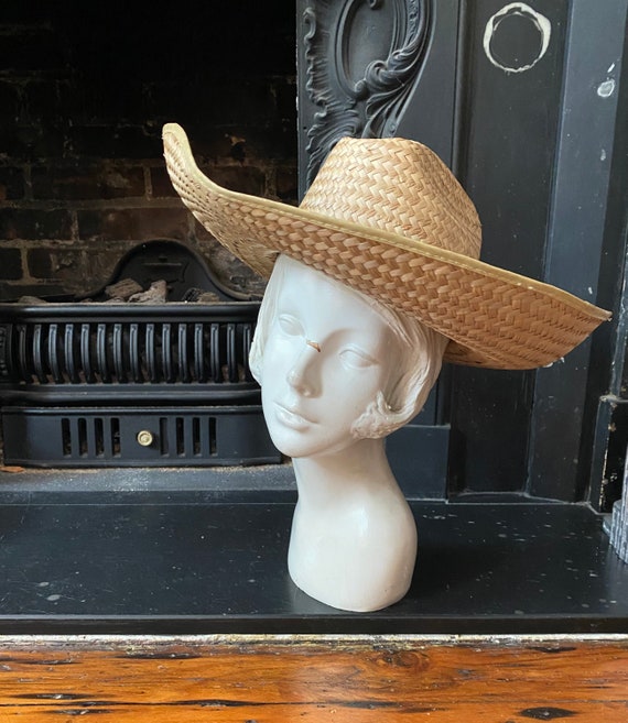 Vintage Woven Straw Cowboy Hat