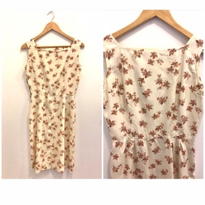 Vintage Leaf Motif Silk Dress