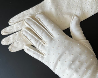 Vintage White Gloves with Beads/Mod/Audrey Hepburn