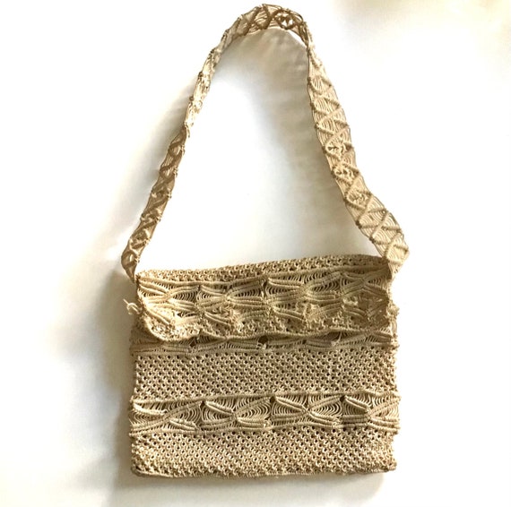 1960s Handmade Macrame Shoulder Bag - image 2