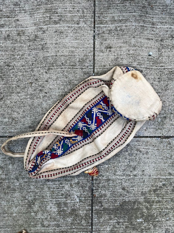 Woven Cotton Shoulder Duffel Tote Bag, 1960s/Folk… - image 5