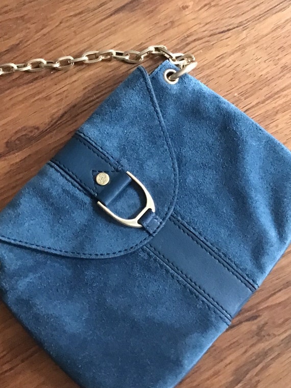 Vintage Cole Haan Blue Suede Shoulder Bag - image 1