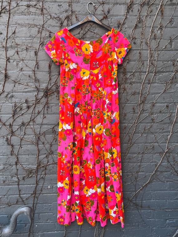 Mod Tropical Floral Cotton Maxi Dress - image 1