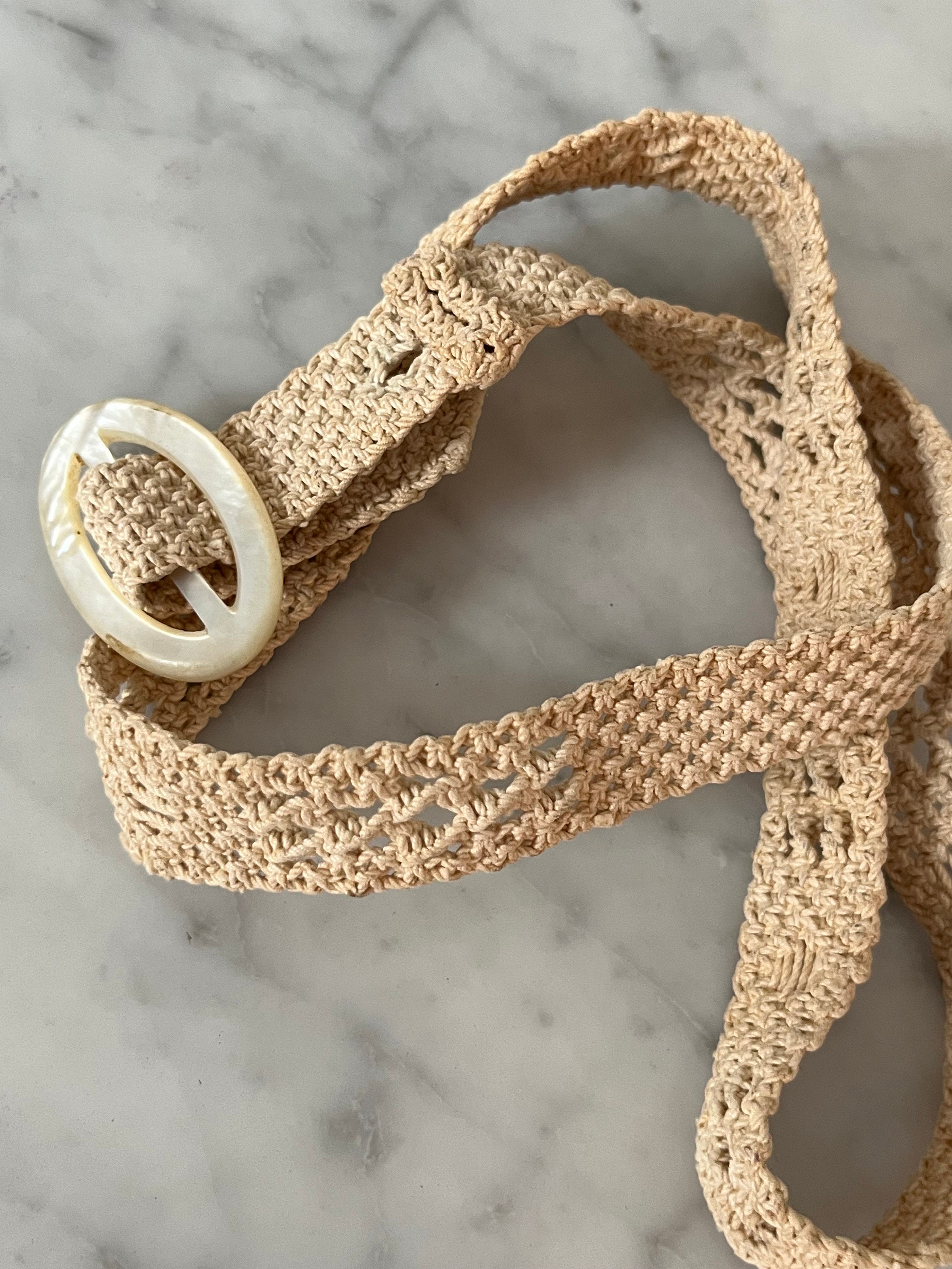 macramé, gold, and pearl corded belt Macrame Mother of Pearl Belt - Etsy main image 2