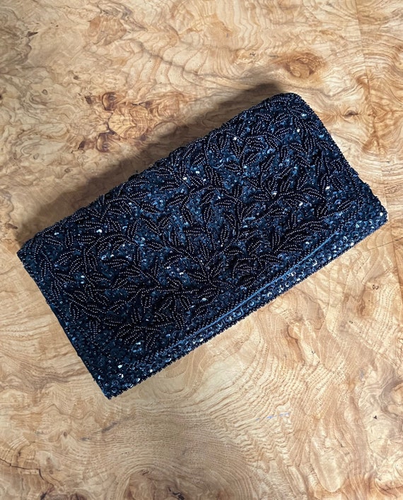 1960s Black Beaded Clutch