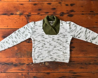 Vintage 1970s Cowl Neck Sweater/Rustic Vibe