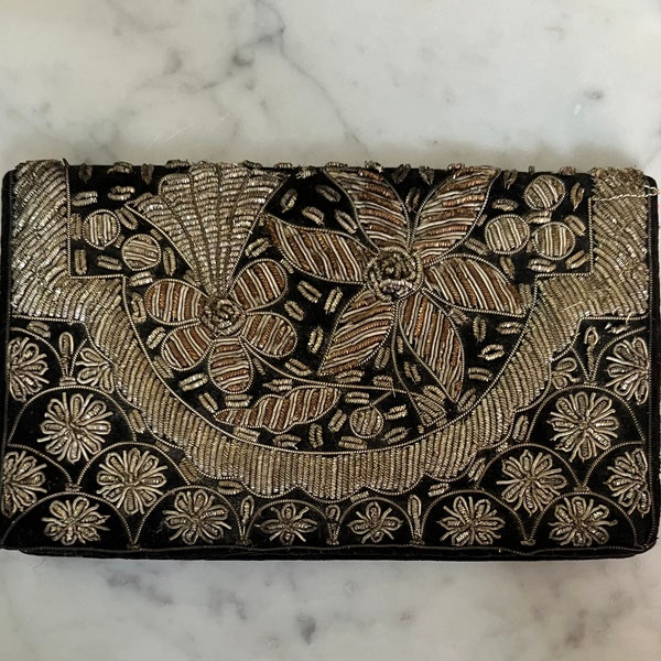 Vintage Indian Beaded Velvet Clutch