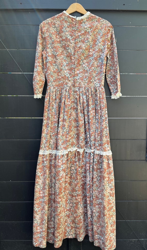 1960s Cotton Floral Print Maxi Dress/Prairie Dress - image 2