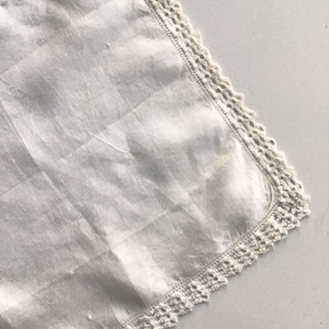 Vintage Linen Handkerchief with Crocheted Edge