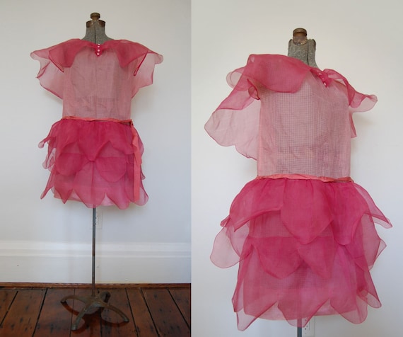 1920's Raspberry Organza Frock//Sorbet Ruffles