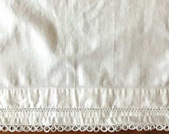 Vintage Cotton Pillowcase with Handmade Crocheted Trim