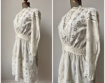 Edwardian Era White Eyelet Dress