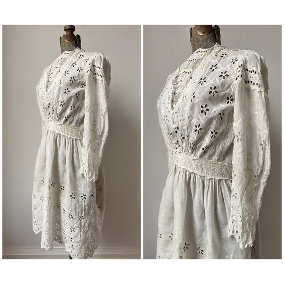 Edwardian Era White Eyelet Dress - image 1