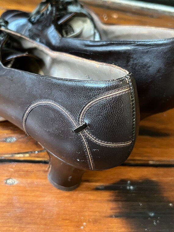 1940s Brown Leather Oxford Tie Heels/Rockabilly S… - image 7