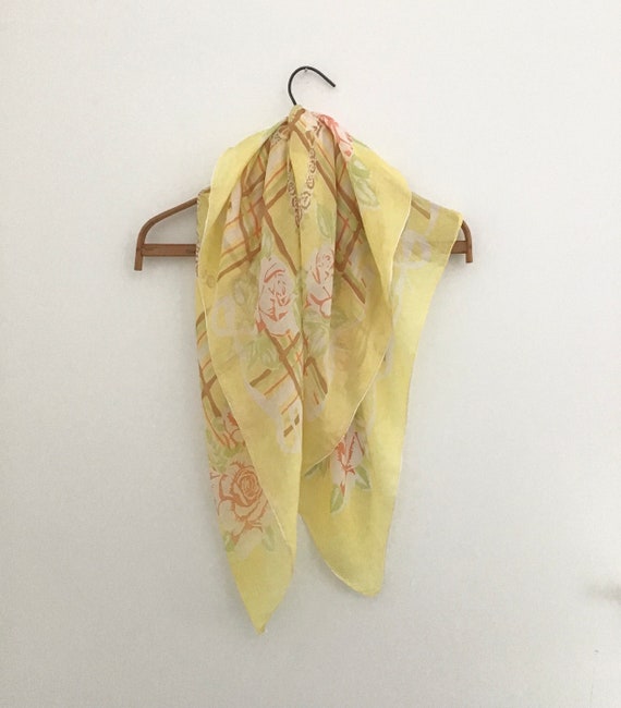 Vintage Yellow Silk Scarf - image 2