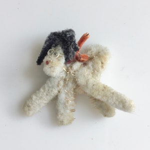 Vintage japanische Mohair Hunde Brosche