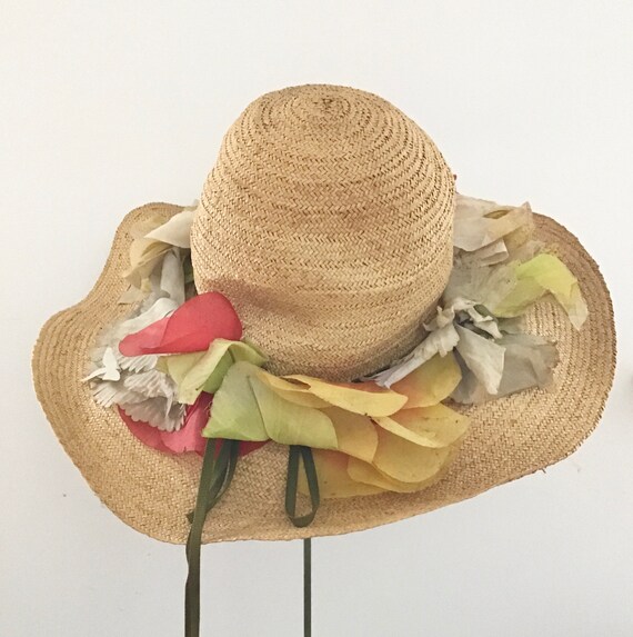 Vintage Adolfo Straw Garden Hat/Wide-Brimmed Hat/I