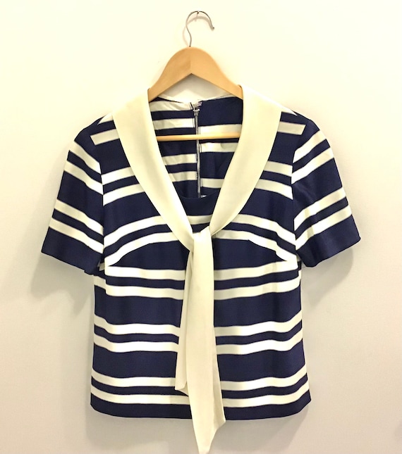 Vintage 1950s Nautical Striped Nylon Top - image 2