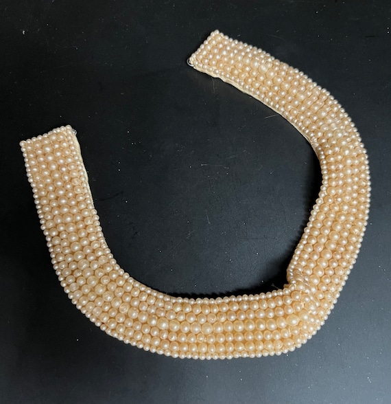 Vintage 50s Faux Pearl Collar Necklace Choker, Made in Japan/ Soft Pink 15