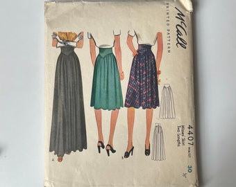 1940s McCall Skirt Pattern/Original/Size Waist 30