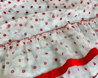 1950s 1960s Red Dotted Swiss Curtain